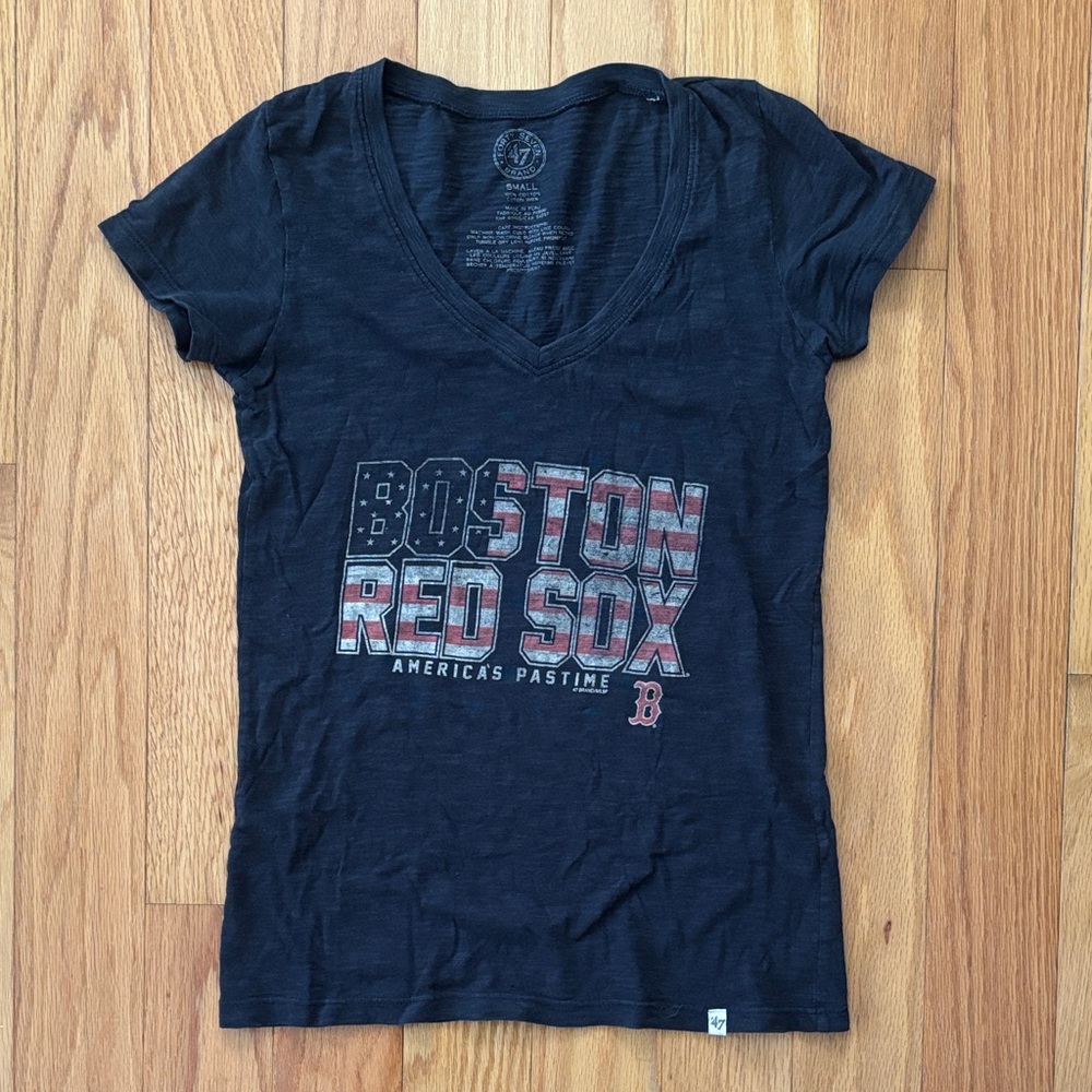 '47 Brand Boston Red Sox Navy V-Neck Tee